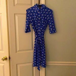 Laundry blue and white tie dress
